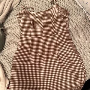 Urban Outfitters Brown Checkered Mini Dress